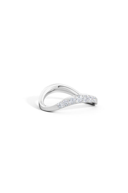 Buy Shangri-La Brushstroke 14K Gold and Diamond Half Eternity Stacking Ring in 14K White Gold Online 14K White Gold