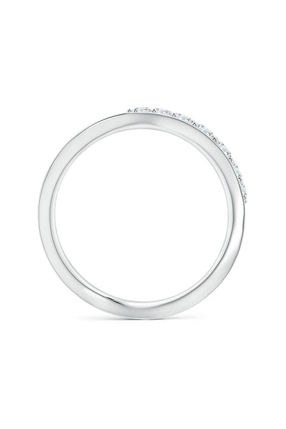 Buy Shangri-La Brushstroke 14K Gold and Diamond Half Eternity Stacking Ring in 14K White Gold Online 14K White Gold