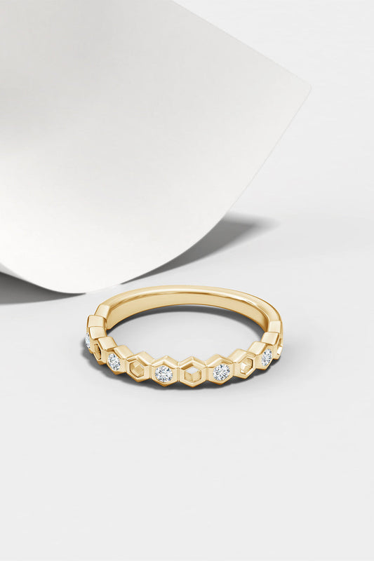 Buy Indochine 14k Hexagon Alternating 5-Diamond Ring in 14K Yellow Gold Online 14K Yellow Gold