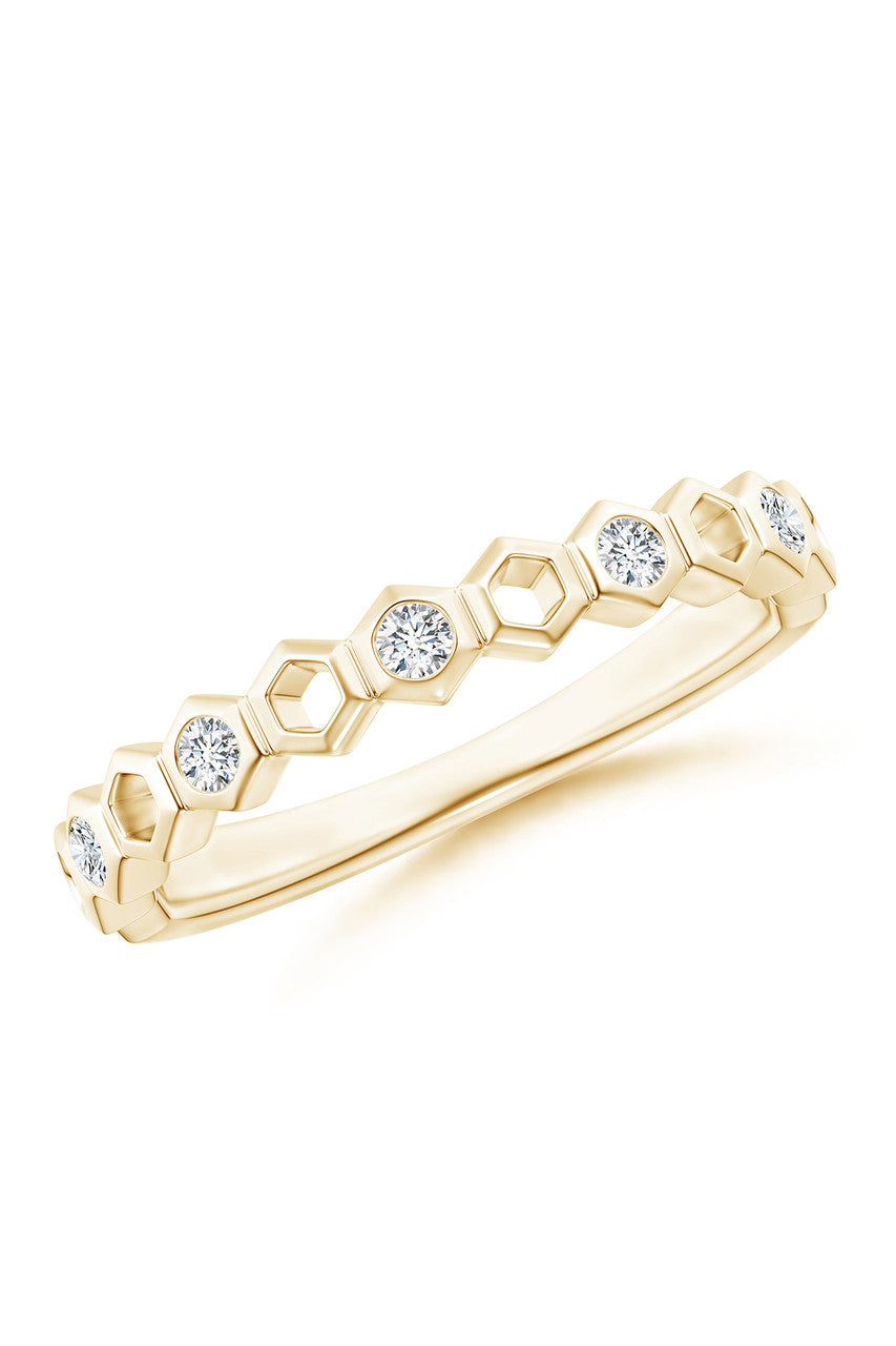 Buy Indochine 14k Hexagon Alternating 5-Diamond Ring in 14K Yellow Gold Online 14K Yellow Gold