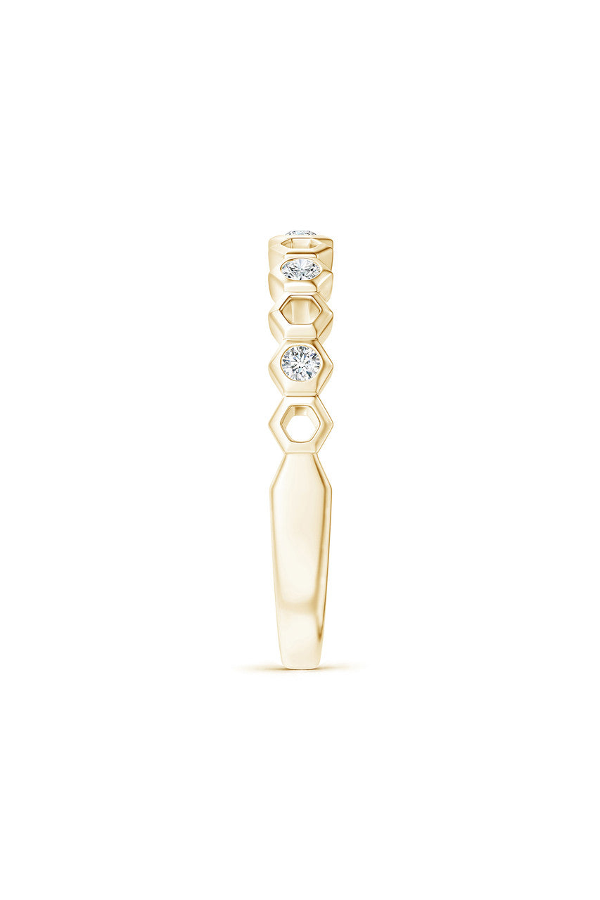Buy Indochine 14k Hexagon Alternating 5-Diamond Ring in 14K Yellow Gold Online 14K Yellow Gold