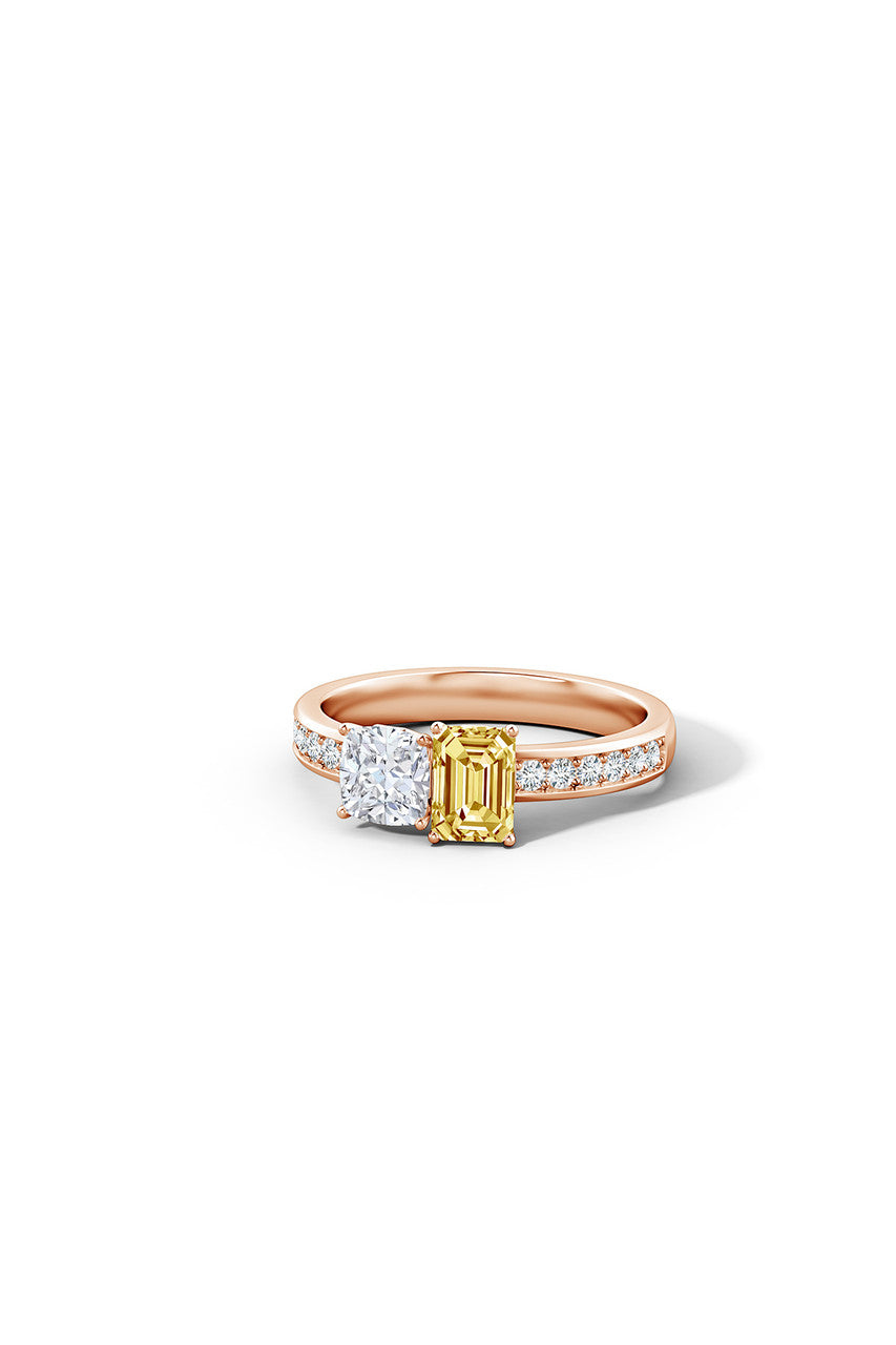 Buy Orient Express Lab-Grown 14K Gold with White & Yellow Diamond Two Stone Ring in 14K Rose Gold Online 14K Rose Gold