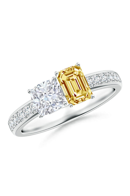 Buy Orient Express Lab-Grown 14K Gold with White & Yellow Diamond Two Stone Ring in 14K White Gold Online 14K White Gold