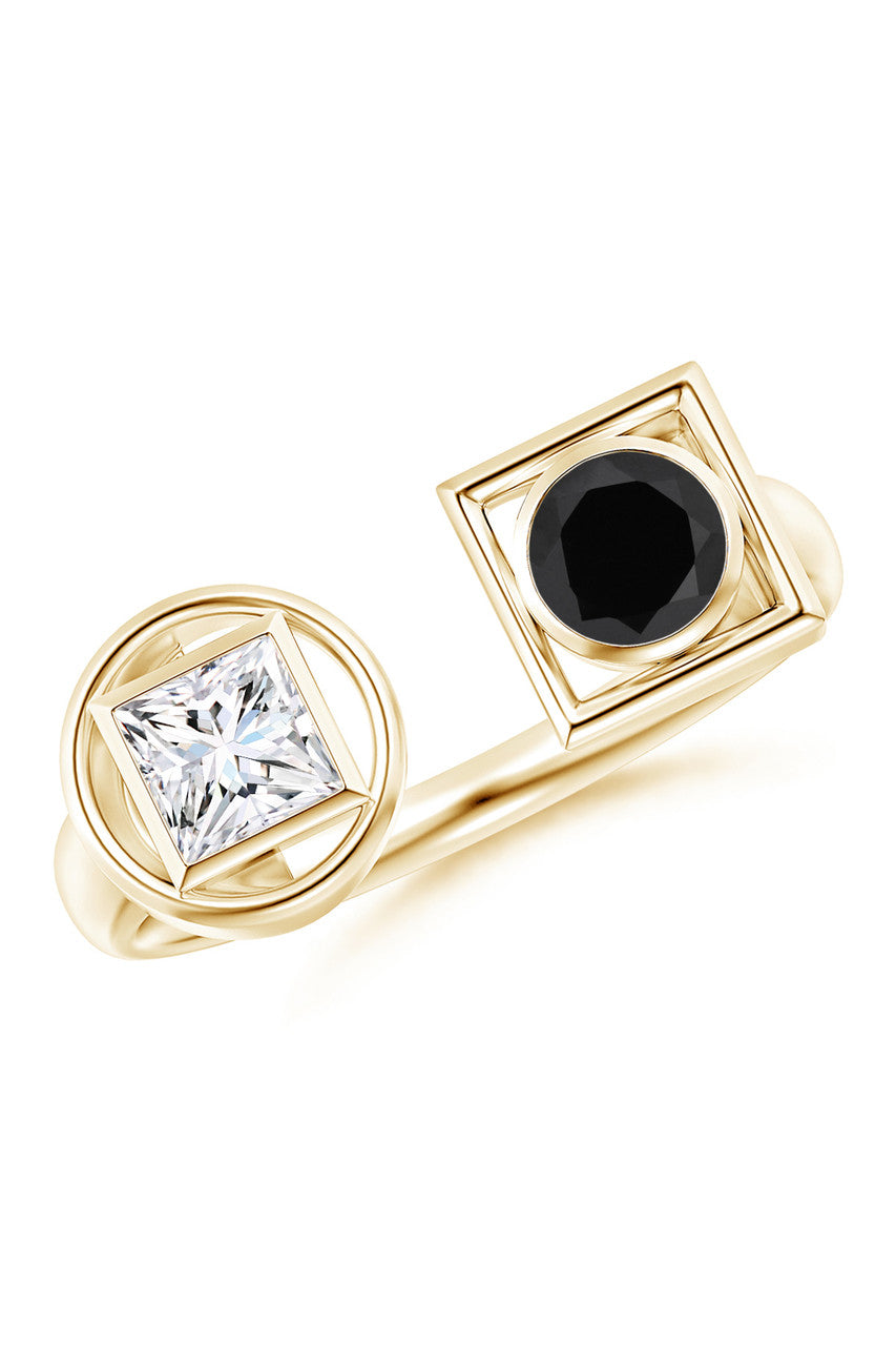 Buy Infinity 14K Gold with Black & White Diamond Two Stone Open Ring in 14K Yellow Gold Online 14K Yellow Gold