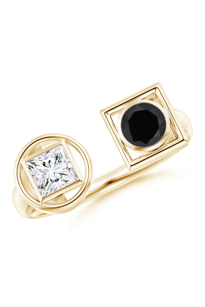 Buy Infinity 14K Gold with Black & White Diamond Two Stone Open Ring in 14K Yellow Gold Online 14K Yellow Gold