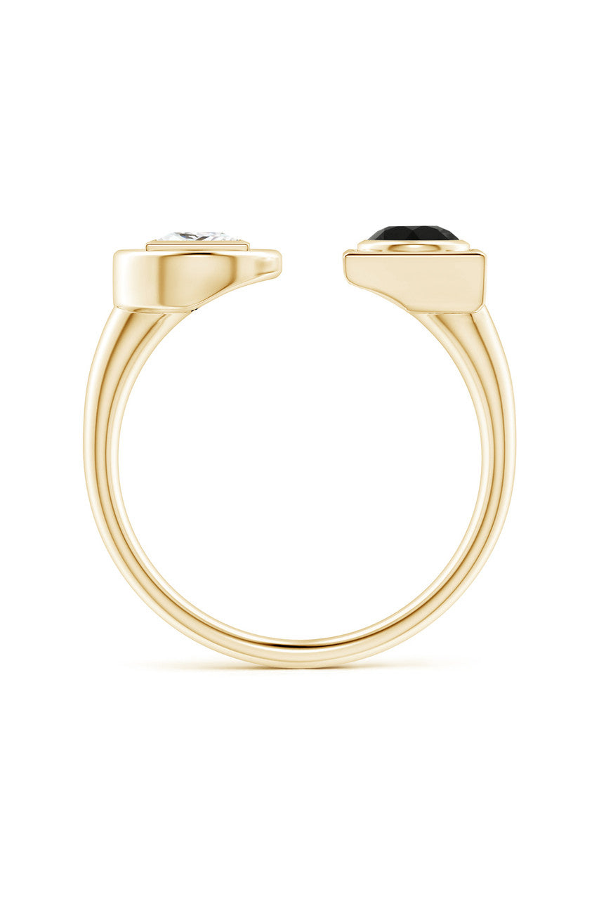 Buy Infinity 14K Gold with Black & White Diamond Two Stone Open Ring in 14K Yellow Gold Online 14K Yellow Gold