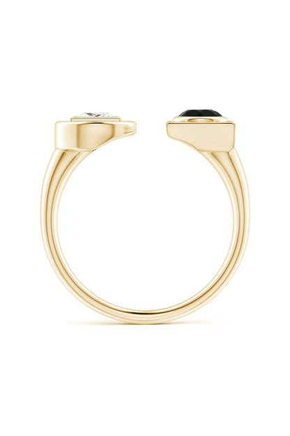 Buy Infinity 14K Gold with Black & White Diamond Two Stone Open Ring in 14K Yellow Gold Online 14K Yellow Gold