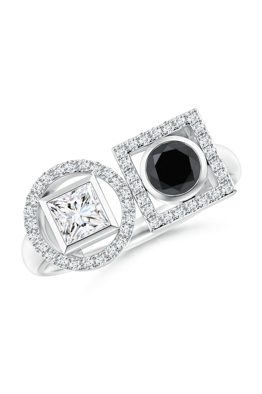 Buy Infinity 14K Gold with Black & White Diamond Two Stone Statement Ring in 14K White Gold Online 14K White Gold