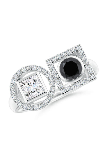 Buy Infinity 14K Gold with Black & White Diamond Two Stone Statement Ring in 14K White Gold Online 14K White Gold
