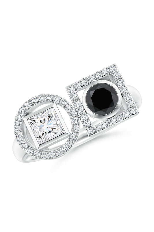 Buy Infinity 14K Gold with Black & White Diamond Two Stone Statement Ring in 14K White Gold Online 14K White Gold