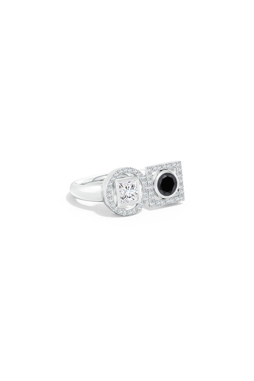 Buy Infinity 14K Gold with Black & White Diamond Two Stone Statement Ring in 14K White Gold Online 14K White Gold