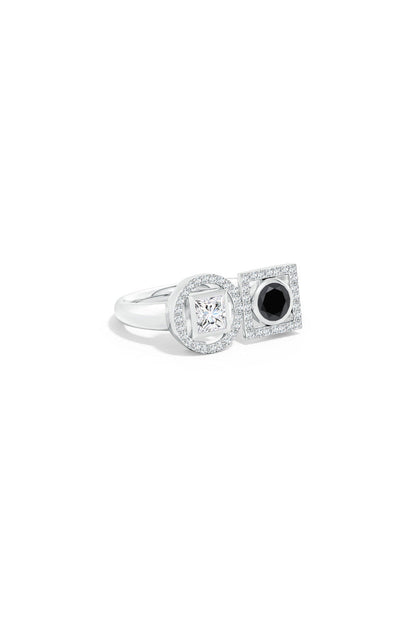 Buy Infinity 14K Gold with Black & White Diamond Two Stone Statement Ring in 14K White Gold Online 14K White Gold