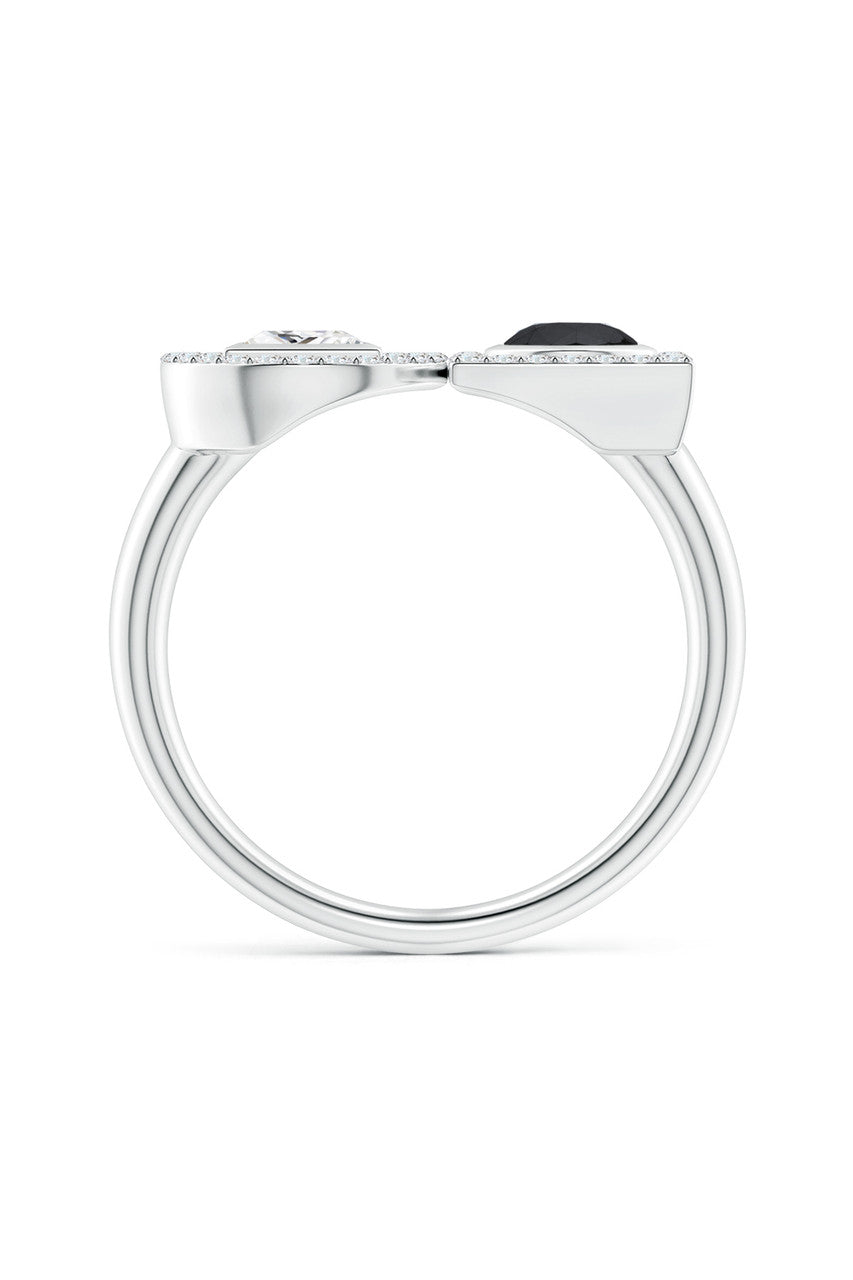 Buy Infinity 14K Gold with Black & White Diamond Two Stone Statement Ring in 14K White Gold Online 14K White Gold