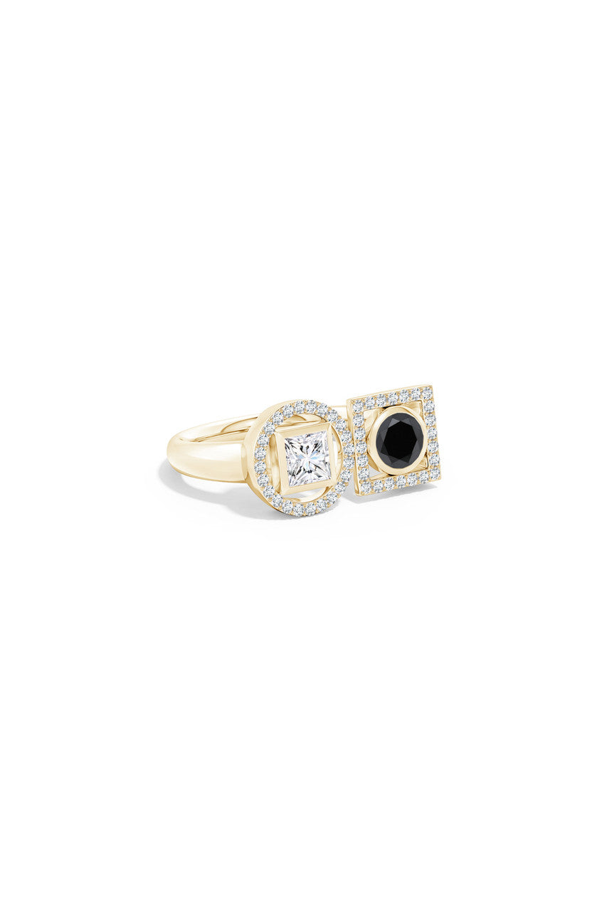 Buy Infinity 14K Gold with Black & White Diamond Two Stone Statement Ring in 14K Yellow Gold Online 14K Yellow Gold