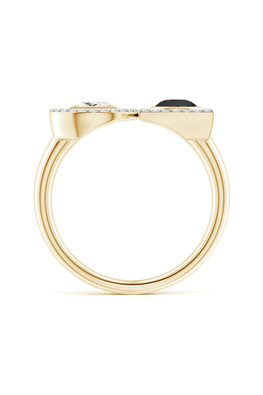 Buy Infinity 14K Gold with Black & White Diamond Two Stone Statement Ring in 14K Yellow Gold Online 14K Yellow Gold