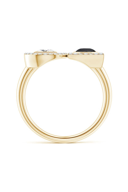 Buy Infinity 14K Gold with Black & White Diamond Two Stone Statement Ring in 14K Yellow Gold Online 14K Yellow Gold