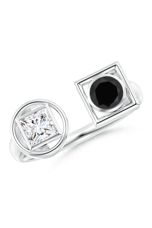 Buy Infinity 14K Gold with Black & White Diamond Two Stone Open Ring in 14K White Gold Online 14K White Gold