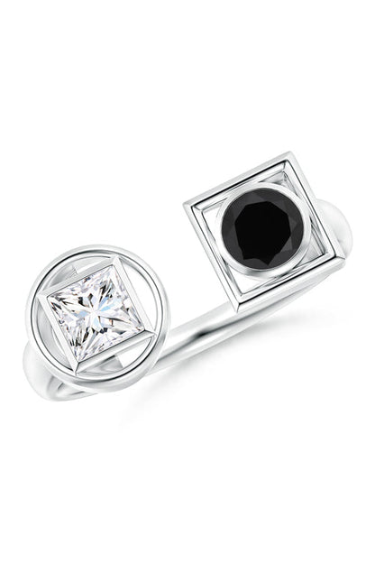 Buy Infinity 14K Gold with Black & White Diamond Two Stone Open Ring in 14K White Gold Online 14K White Gold