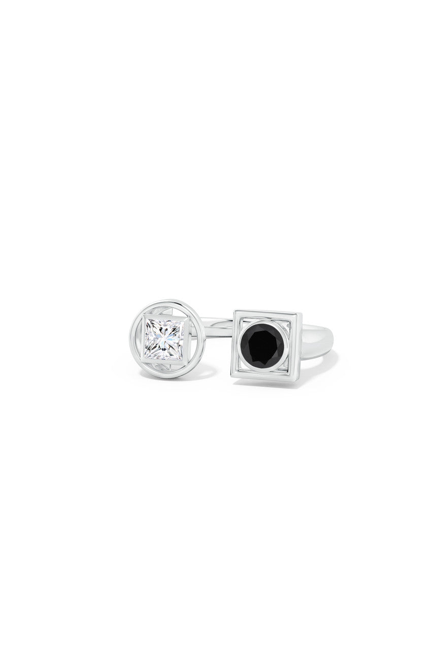 Buy Infinity 14K Gold with Black & White Diamond Two Stone Open Ring in 14K White Gold Online 14K White Gold