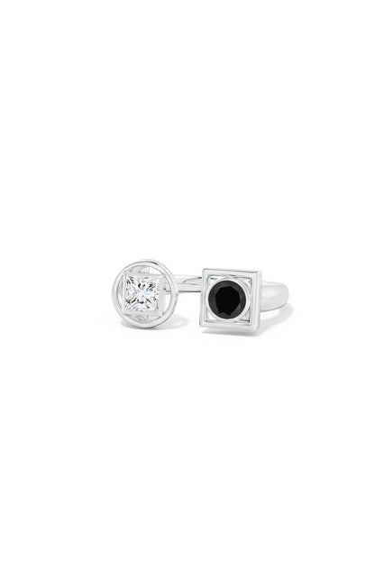 Buy Infinity 14K Gold with Black & White Diamond Two Stone Open Ring in 14K White Gold Online 14K White Gold