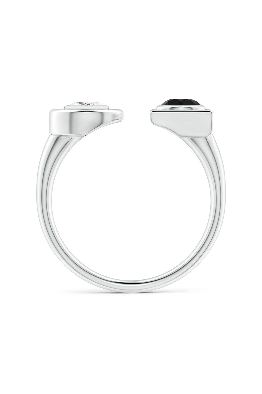 Buy Infinity 14K Gold with Black & White Diamond Two Stone Open Ring in 14K White Gold Online 14K White Gold