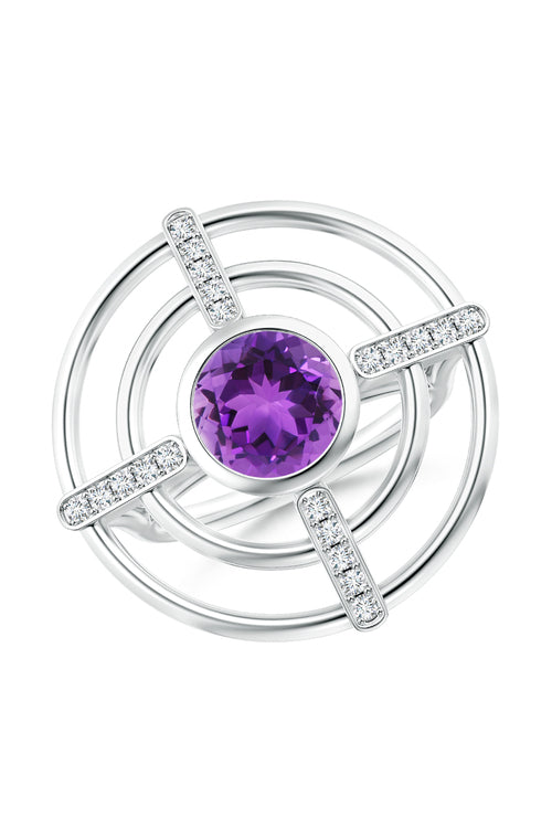 Buy Infinity Concentric Circle 14K Gold and Amethyst Ring in 14K White Gold Online 14K White Gold
