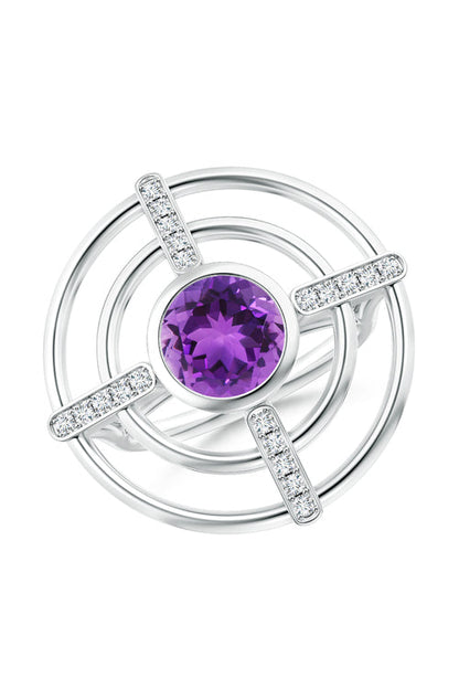 Buy Infinity Concentric Circle 14K Gold and Amethyst Ring in 14K White Gold Online 14K White Gold