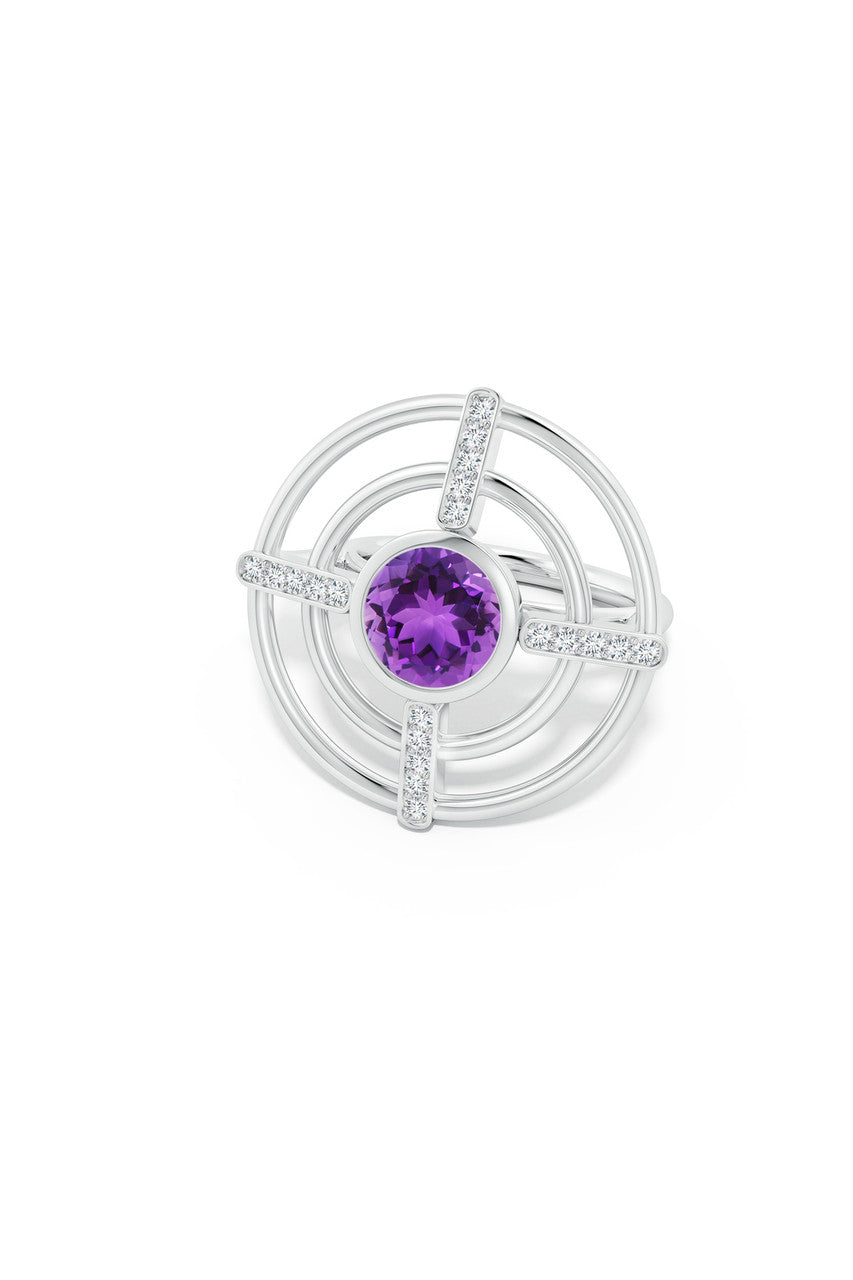 Buy Infinity Concentric Circle 14K Gold and Amethyst Ring in 14K White Gold Online 14K White Gold