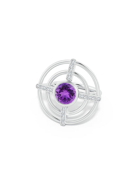 Buy Infinity Concentric Circle 14K Gold and Amethyst Ring in 14K White Gold Online 14K White Gold
