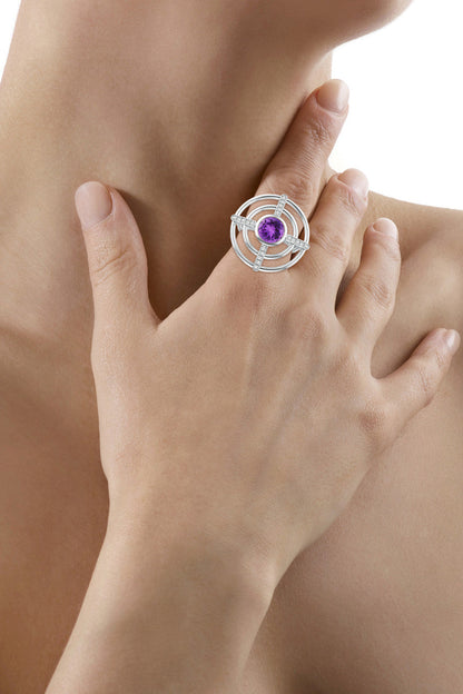 Buy Infinity Concentric Circle 14K Gold and Amethyst Ring in 14K White Gold Online 14K White Gold