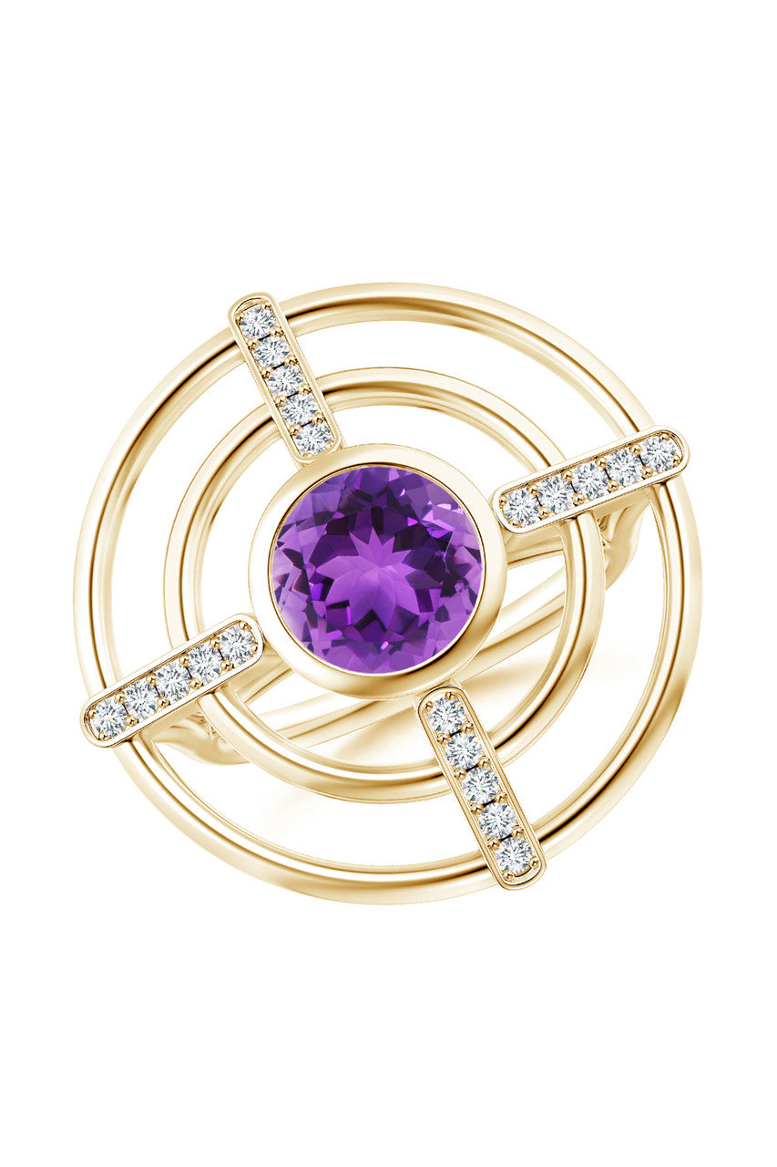 Buy Infinity Concentric Circle 14K Gold and Amethyst Ring in 14K Yellow Gold Online 14K Yellow Gold