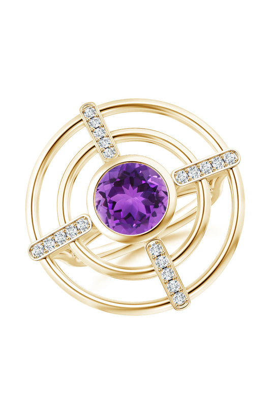 Buy Infinity Concentric Circle 14K Gold and Amethyst Ring in 14K Yellow Gold Online 14K Yellow Gold