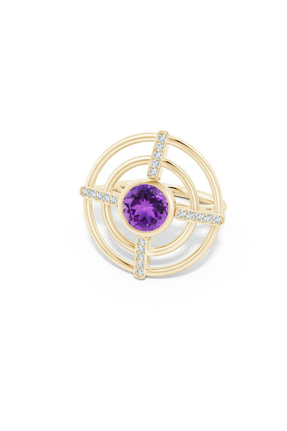 Buy Infinity Concentric Circle 14K Gold and Amethyst Ring in 14K Yellow Gold Online 14K Yellow Gold