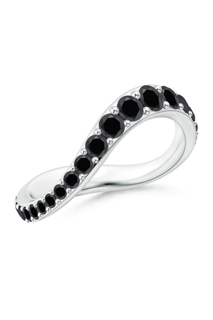 Buy Shangri-La Brushstroke 14K Gold and Black Diamond Full Eternity Stacking Ring in 14K White Gold Online 14K White Gold
