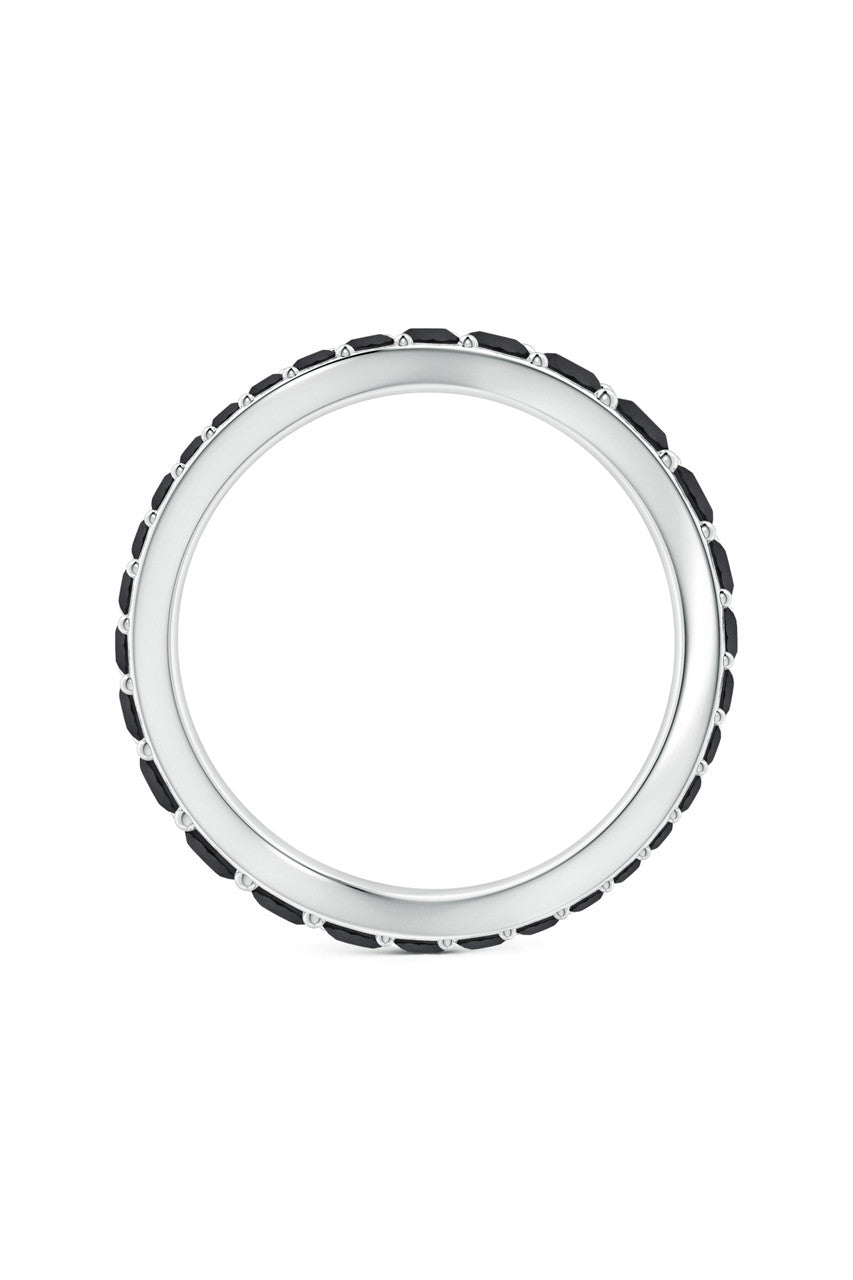 Buy Shangri-La Brushstroke 14K Gold and Black Diamond Full Eternity Stacking Ring in 14K White Gold Online 14K White Gold