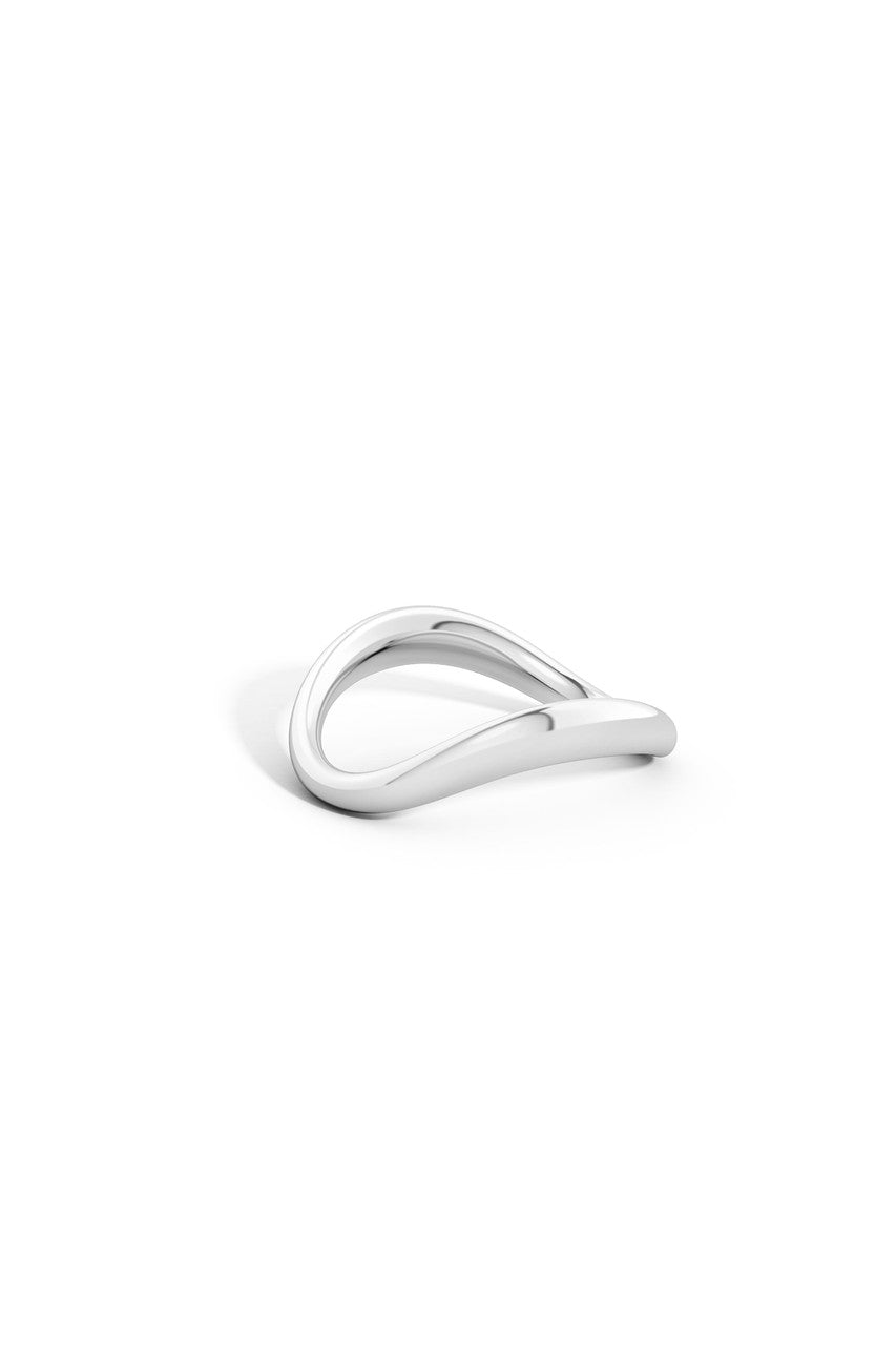 Buy Shangri-La Brushstroke 14K Gold Stacking Ring in 14K White Gold Online 14K White Gold