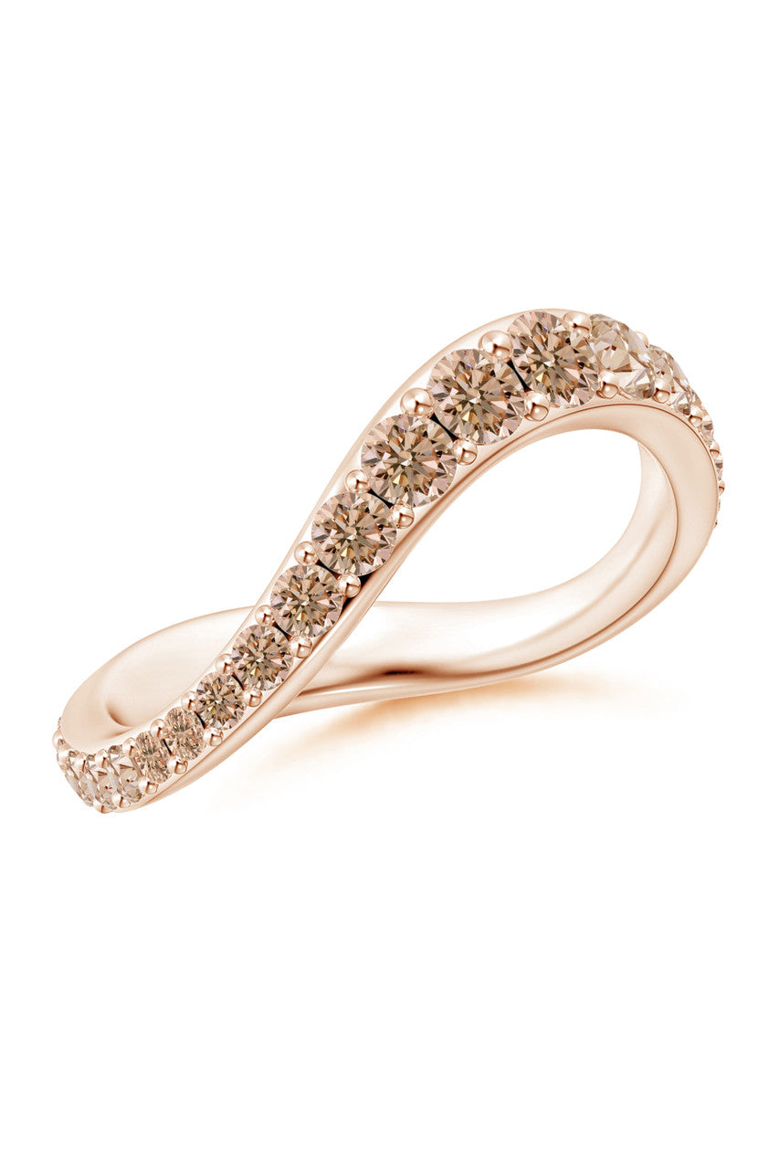 Buy Shangri-La Brushstroke 14K Gold and Coffee Diamond Full Eternity Stacking Ring in 14K Rose Gold Online 14K Rose Gold