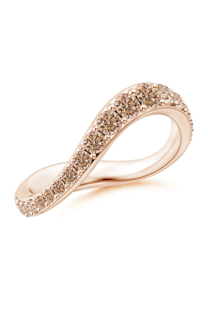 Buy Shangri-La Brushstroke 14K Gold and Coffee Diamond Full Eternity Stacking Ring in 14K Rose Gold Online 14K Rose Gold