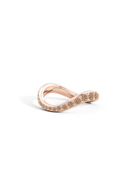Buy Shangri-La Brushstroke 14K Gold and Coffee Diamond Full Eternity Stacking Ring in 14K Rose Gold Online 14K Rose Gold