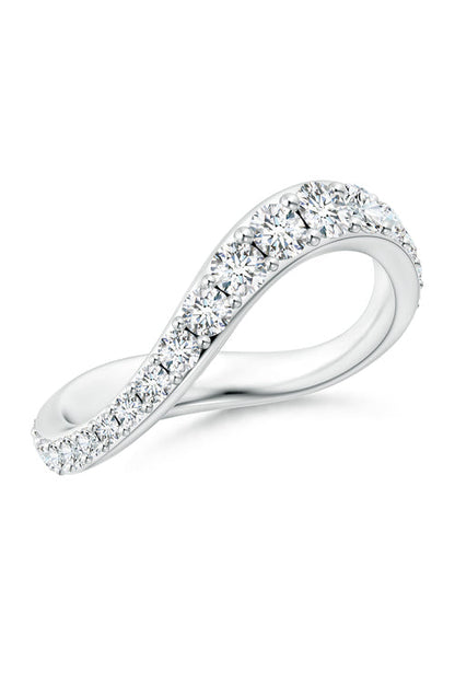 Buy Shangri-La Brushstroke 14K Gold and Diamond Full Eternity Stacking Ring in 14K White Gold Online 14K White Gold