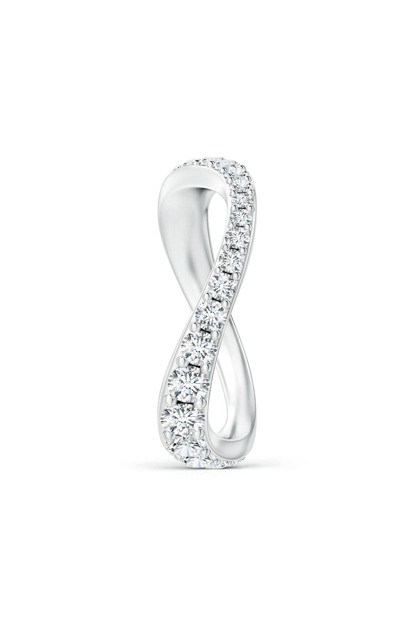 Buy Shangri-La Brushstroke 14K Gold and Diamond Full Eternity Stacking Ring in 14K White Gold Online 14K White Gold