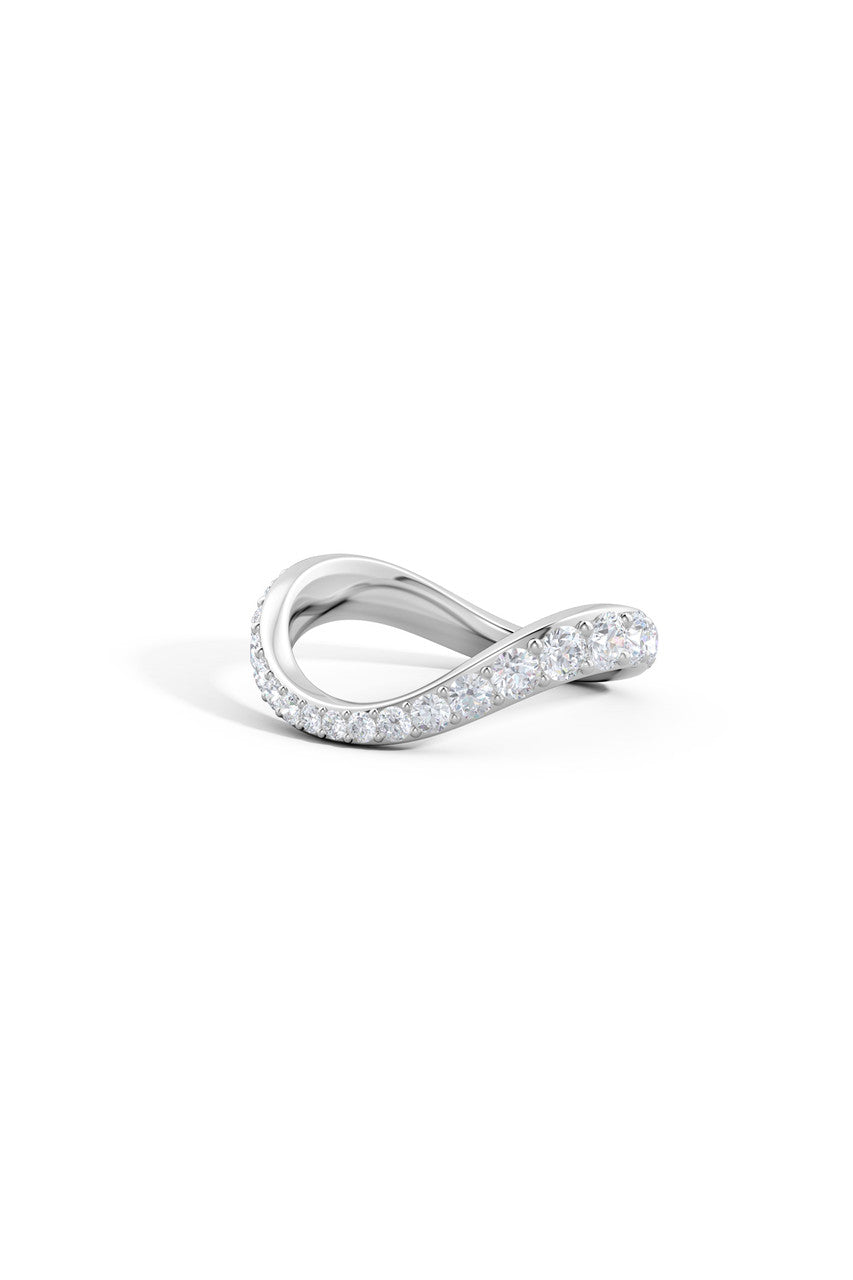 Buy Shangri-La Brushstroke 14K Gold and Diamond Full Eternity Stacking Ring in 14K White Gold Online 14K White Gold