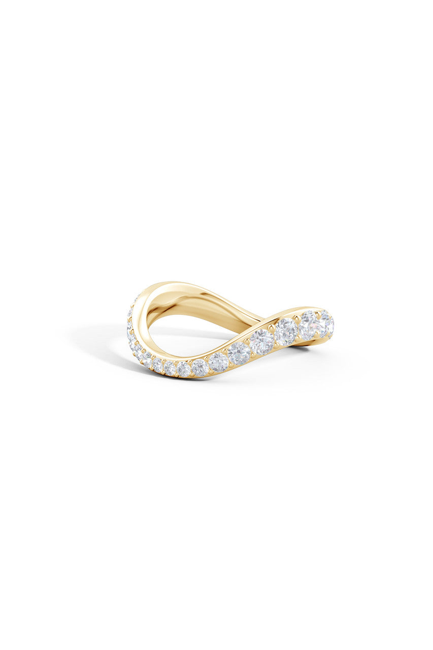 Buy Shangri-La Brushstroke 14K Gold and Diamond Full Eternity Stacking Ring in 14K Yellow Gold Online 14K Yellow Gold