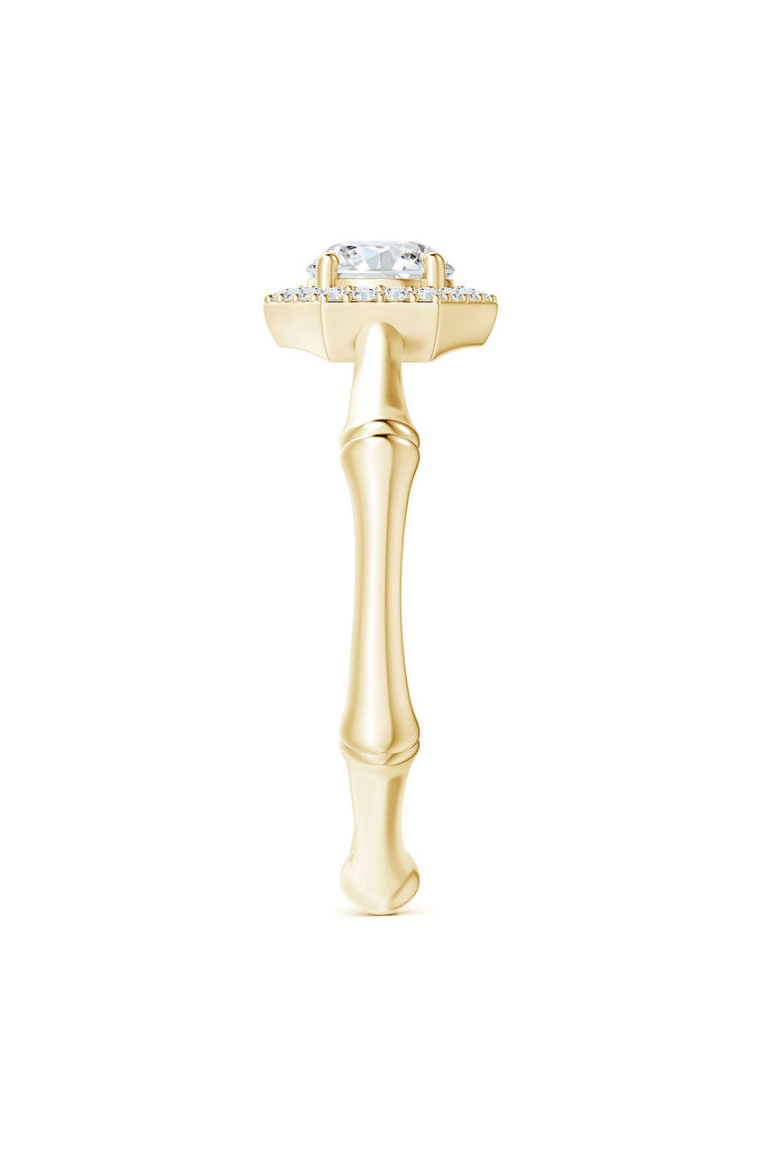 Buy Indochine 14k Hexagon Diamond Pave Halo Bamboo Ring in 14K Yellow Gold Online 14K Yellow Gold