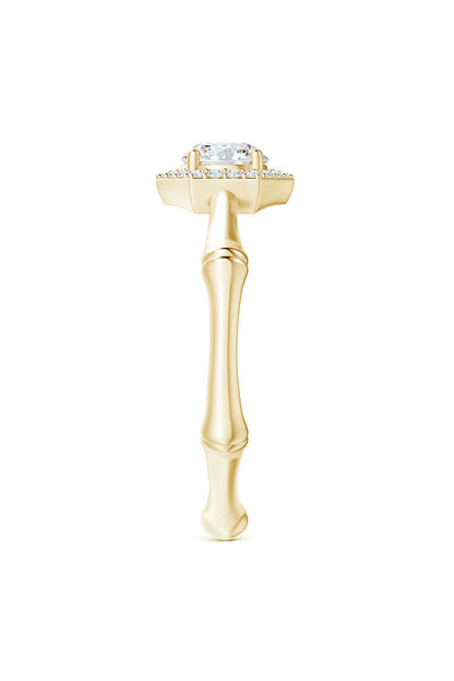 Buy Indochine 14k Hexagon Diamond Pave Halo Bamboo Ring in 14K Yellow Gold Online 14K Yellow Gold