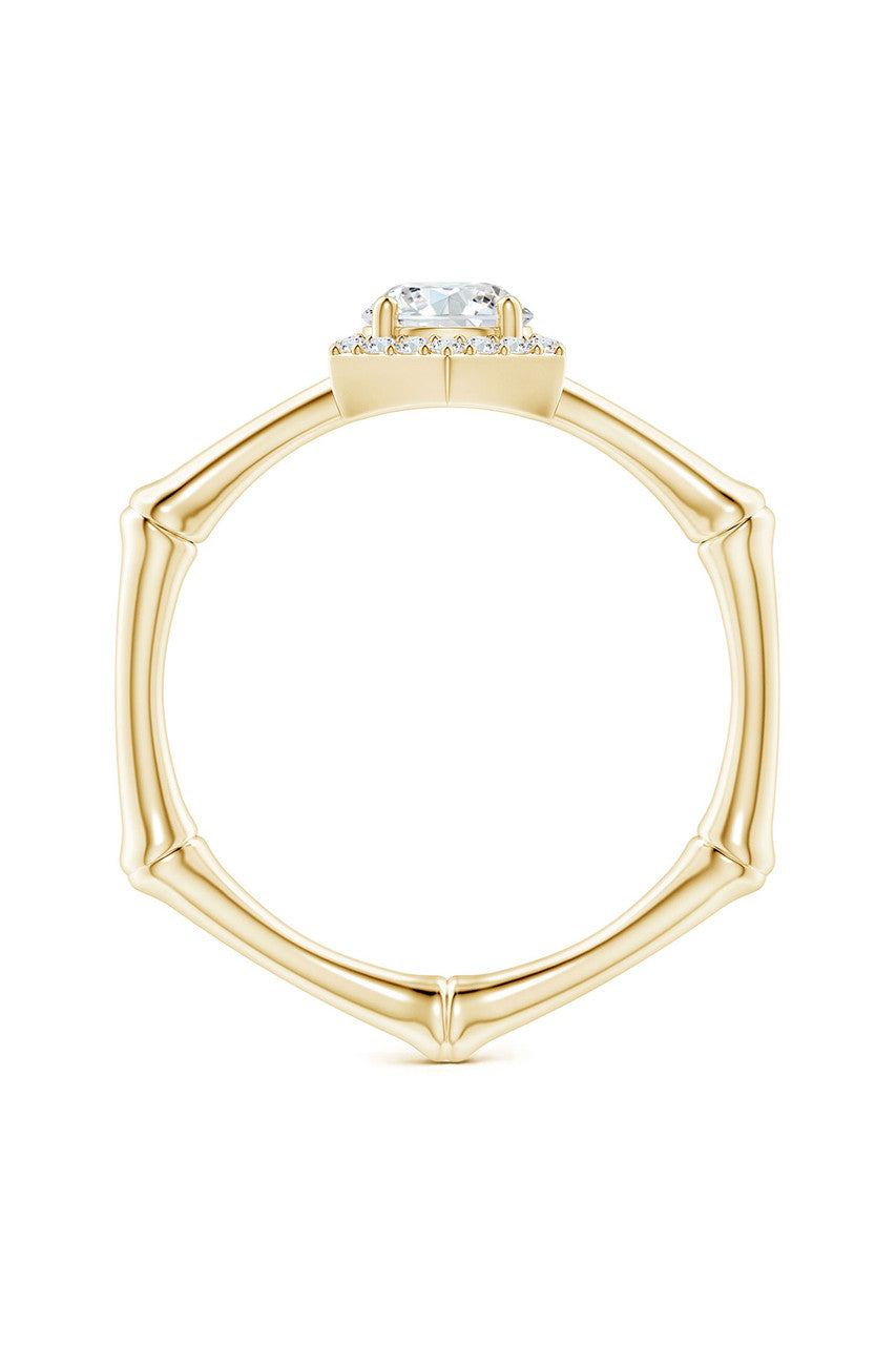 Buy Indochine 14k Hexagon Diamond Pave Halo Bamboo Ring in 14K Yellow Gold Online 14K Yellow Gold