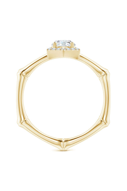 Buy Indochine 14k Hexagon Diamond Pave Halo Bamboo Ring in 14K Yellow Gold Online 14K Yellow Gold