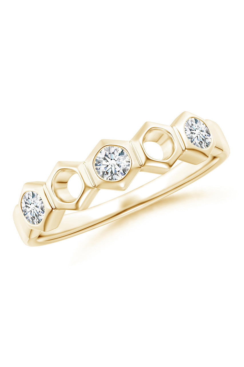 Buy Indochine 14k Hexagon Alternating 3-Diamond Ring in 14K Yellow Gold Online 14K Yellow Gold