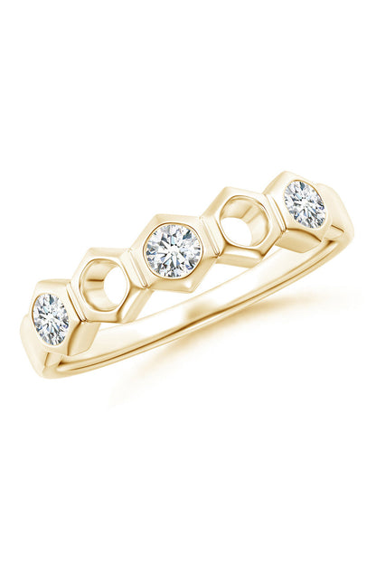 Buy Indochine 14k Hexagon Alternating 3-Diamond Ring in 14K Yellow Gold Online 14K Yellow Gold