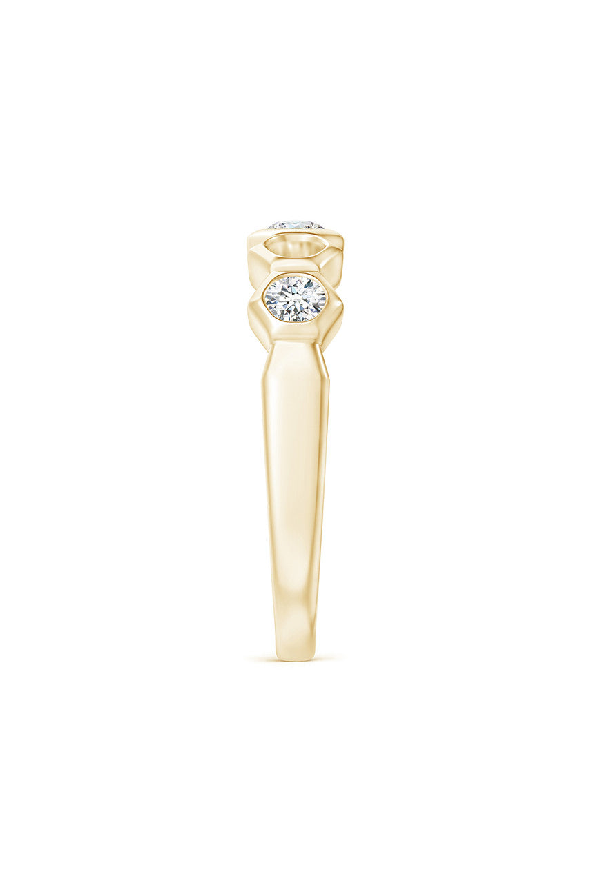 Buy Indochine 14k Hexagon Alternating 3-Diamond Ring in 14K Yellow Gold Online 14K Yellow Gold